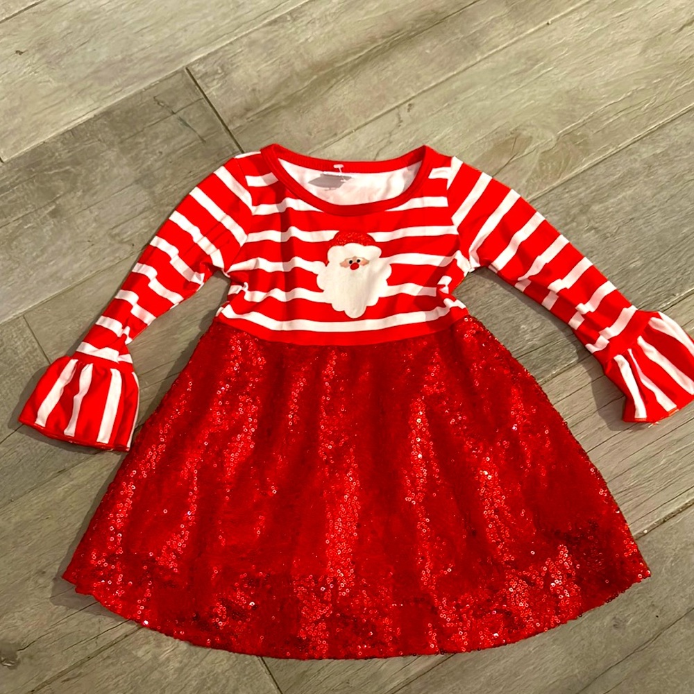 Red and White Striped Santa Dress for Kids